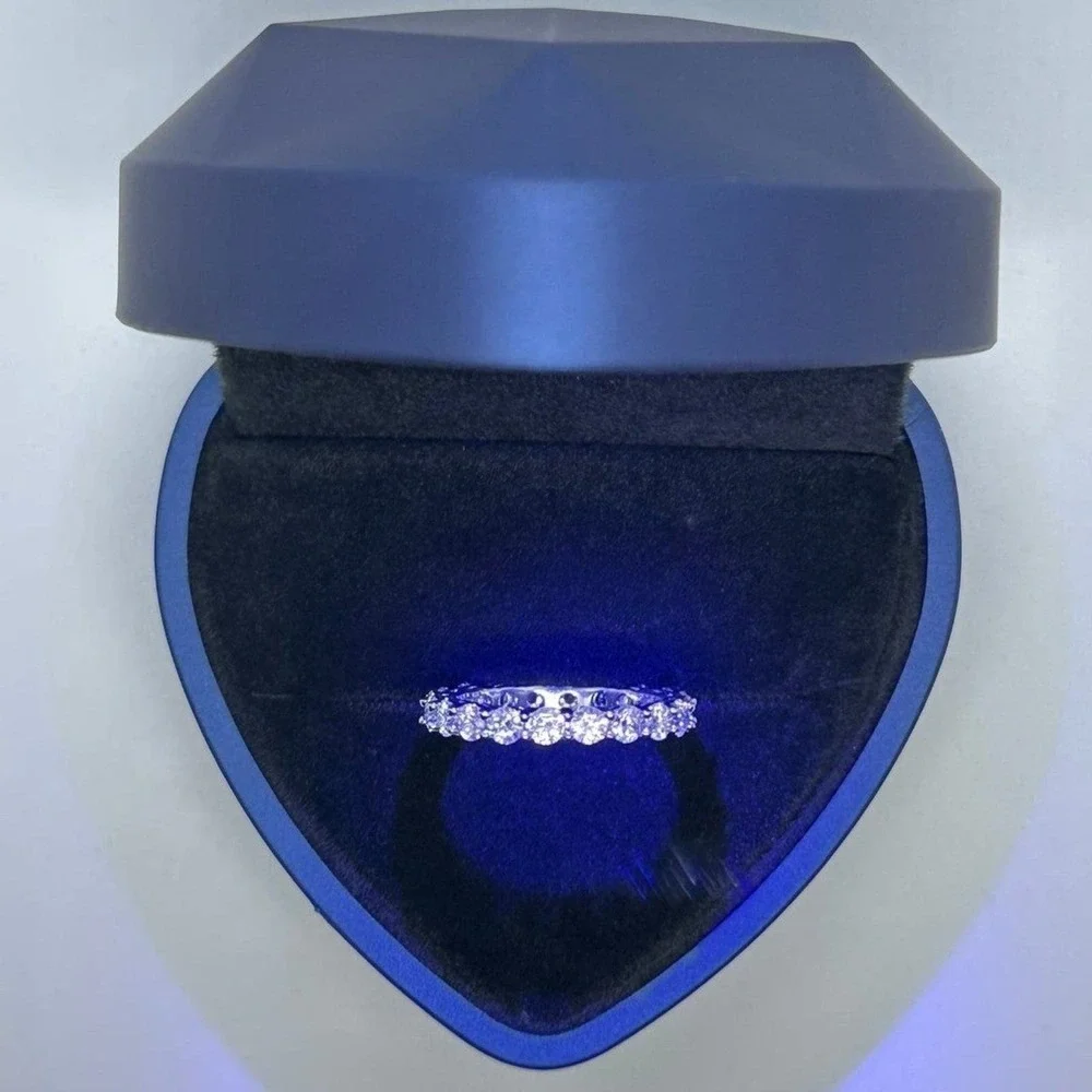 Moissanite Eternity Band Ring Infinity Wedding Anniversary Ring 925 18k GRA